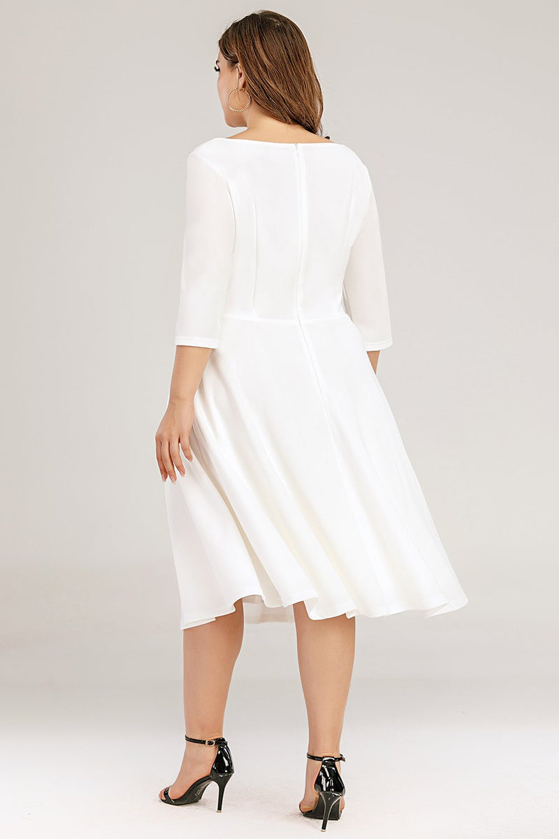 Załaduj obraz do przeglądarki galerii, Plus Size Biały Sukienki Wizytowe