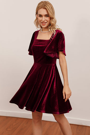 Burgundia Aksamitna sukienka Przyjęcie