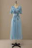 Załaduj obraz do przeglądarki galerii, Niebieska Szyfon Sukienka Na Wesele Z Rozcięciem