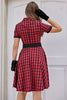 Załaduj obraz do przeglądarki galerii, Czerwona Pled Sukienki Lata 50
