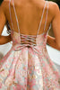 Załaduj obraz do przeglądarki galerii, Różowe spaghetti paski krótki homecoming strona sukienka