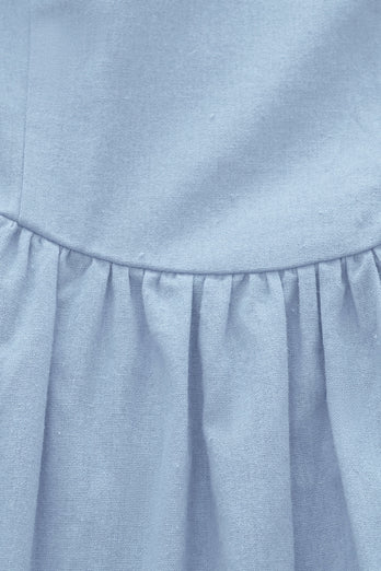 Niebieska Kwadratowy Dekolt Sukienki Letnie Vintage