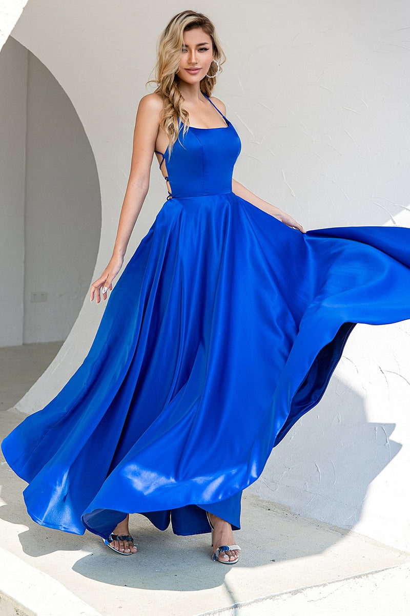 Załaduj obraz do przeglądarki galerii, Królewska Niebieska Sukienka Na Studniówke Bez Pleców