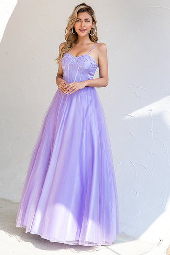 Fioletowa tiulowa sukienka na studniówkę