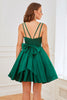 Załaduj obraz do przeglądarki galerii, Zielona satynowa krótka sukienka na studniówkę