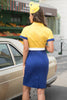 Załaduj obraz do przeglądarki galerii, Żółto-niebieska sukienka w groszki Bodycon 1960s