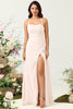 Załaduj obraz do przeglądarki galerii, Różowa Syrenka Szyfon Długa Suknia dla druhen z rozcięciem