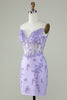 Załaduj obraz do przeglądarki galerii, Cienkich Ramiączkach Fioletowe Sukienki Na Impreze z Gorsetem