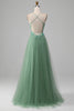 Załaduj obraz do przeglądarki galerii, Błyszcząca Zielona Linia A Gorsetowa Sukienki Na Studniówke Z Aplikacjami