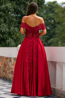 Czerwona Długie Sukienka Na Studniówke z Koronki