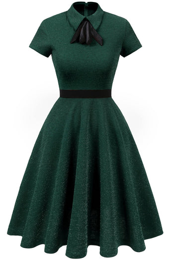 Burgundowa sukienka vintage z lat 50. z rękawami