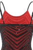 Załaduj obraz do przeglądarki galerii, Czarne Czerwone Sukienka Lata 20 Na Ramiączkach