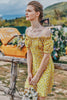 Załaduj obraz do przeglądarki galerii, Żółta Sukienka Na Lato Mini W Kwiaty