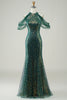 Załaduj obraz do przeglądarki galerii, Błyszcząca Ciemnozielona Cekinowa Sukienka Syrena Długa Sukienka Na Studniówkę