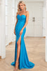 Załaduj obraz do przeglądarki galerii, Syrena Sweetheart Blue Długa sukienka na studniówkę z podzielonym przodem