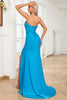 Załaduj obraz do przeglądarki galerii, Syrena Sweetheart Blue Długa sukienka na studniówkę z podzielonym przodem