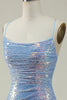 Załaduj obraz do przeglądarki galerii, Niebieskie Cekinowe Cienkich Ramiączkach Syrena Sukienka Na Studniówkę