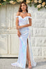 Załaduj obraz do przeglądarki galerii, Syrena Biała Sukienki Na Studniówke z Odkrytymi Ramionami z Rozcięciem