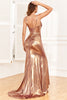 Załaduj obraz do przeglądarki galerii, Syrenka Złota Długa Sukienki Na Studniówke z Gorsetem