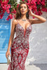 Załaduj obraz do przeglądarki galerii, Syrena Cienkich Ramiączkach Bordowa Długa Sukienka Na Studniówkę Z Otwartym Tyłem