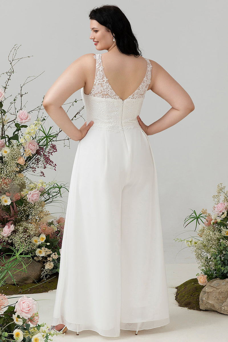 Załaduj obraz do przeglądarki galerii, Plus Size Biała Tiulowa Suknia Ślubna Z Elegancką Koronką