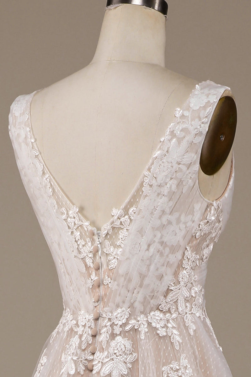 Załaduj obraz do przeglądarki galerii, Morela Tiulowa Suknia Ślubna Z Elegancką Koronką